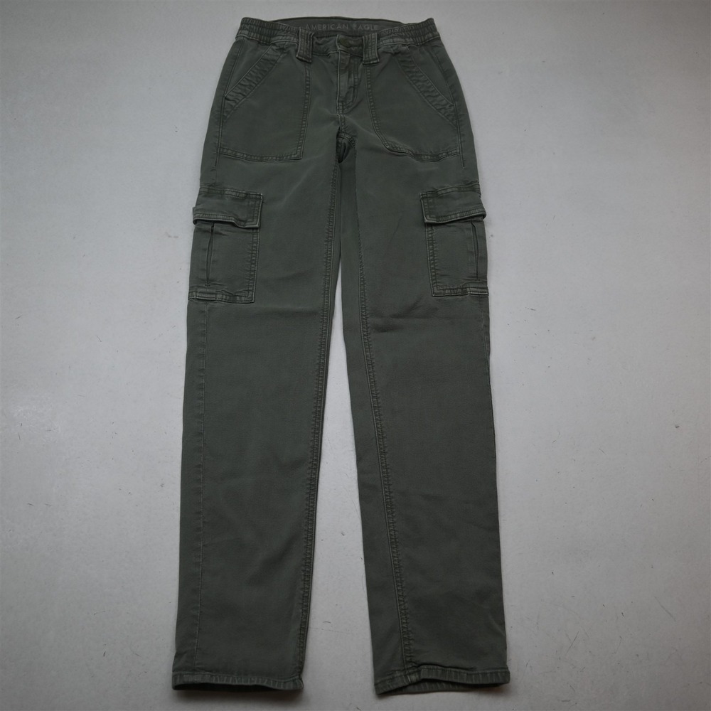 American Eagle Outfitters 000 Green Stretch Tapered Cargo Womens Pants - Picture 1 of 16